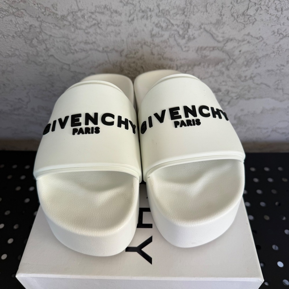 Givenchy Platform Pool Slide‎ Sandals Womens 41 White Rubber Resortwear